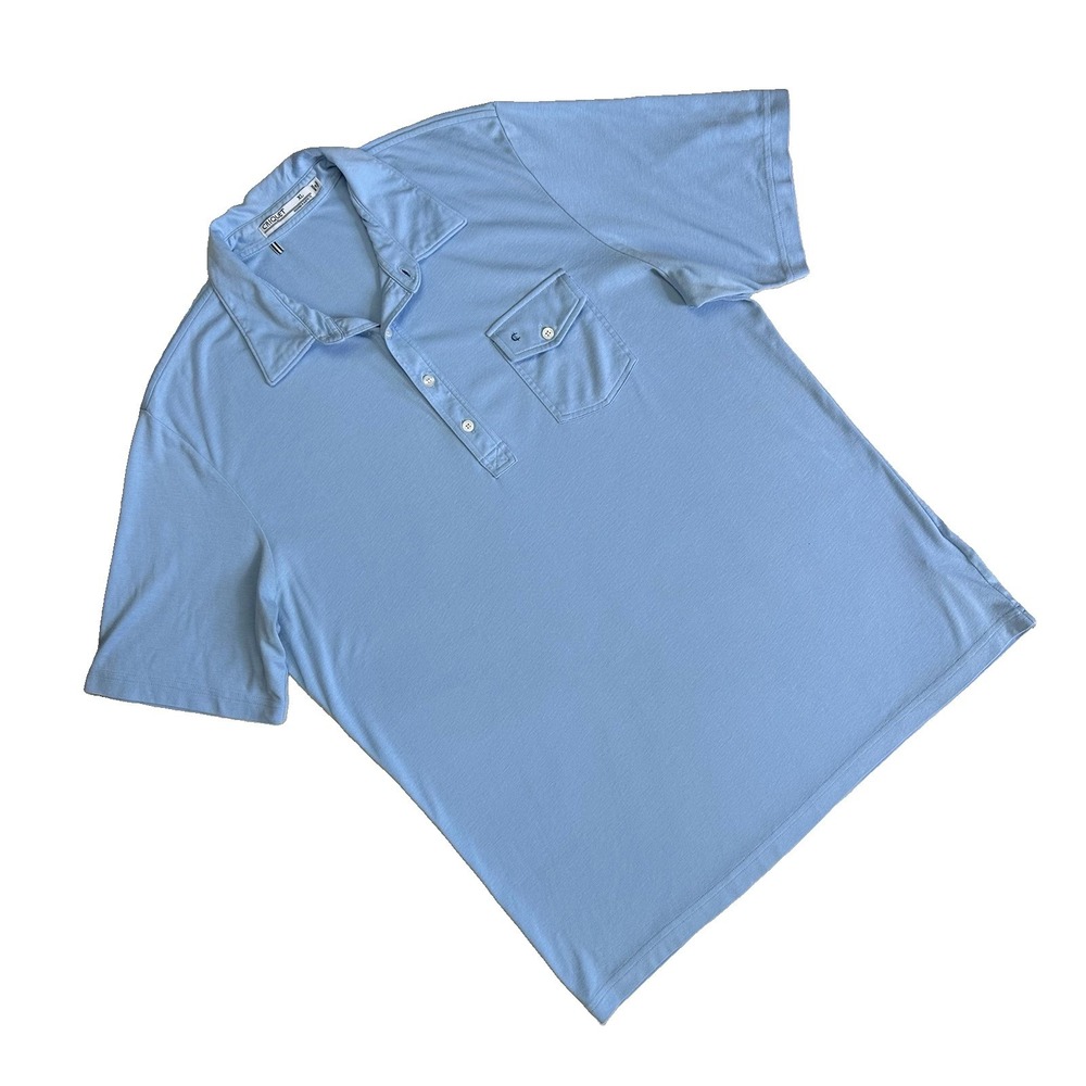 Criquet Polo Shirt Pima Cotton Pocket Embroidered Men XL Blue Light Preppy Golf